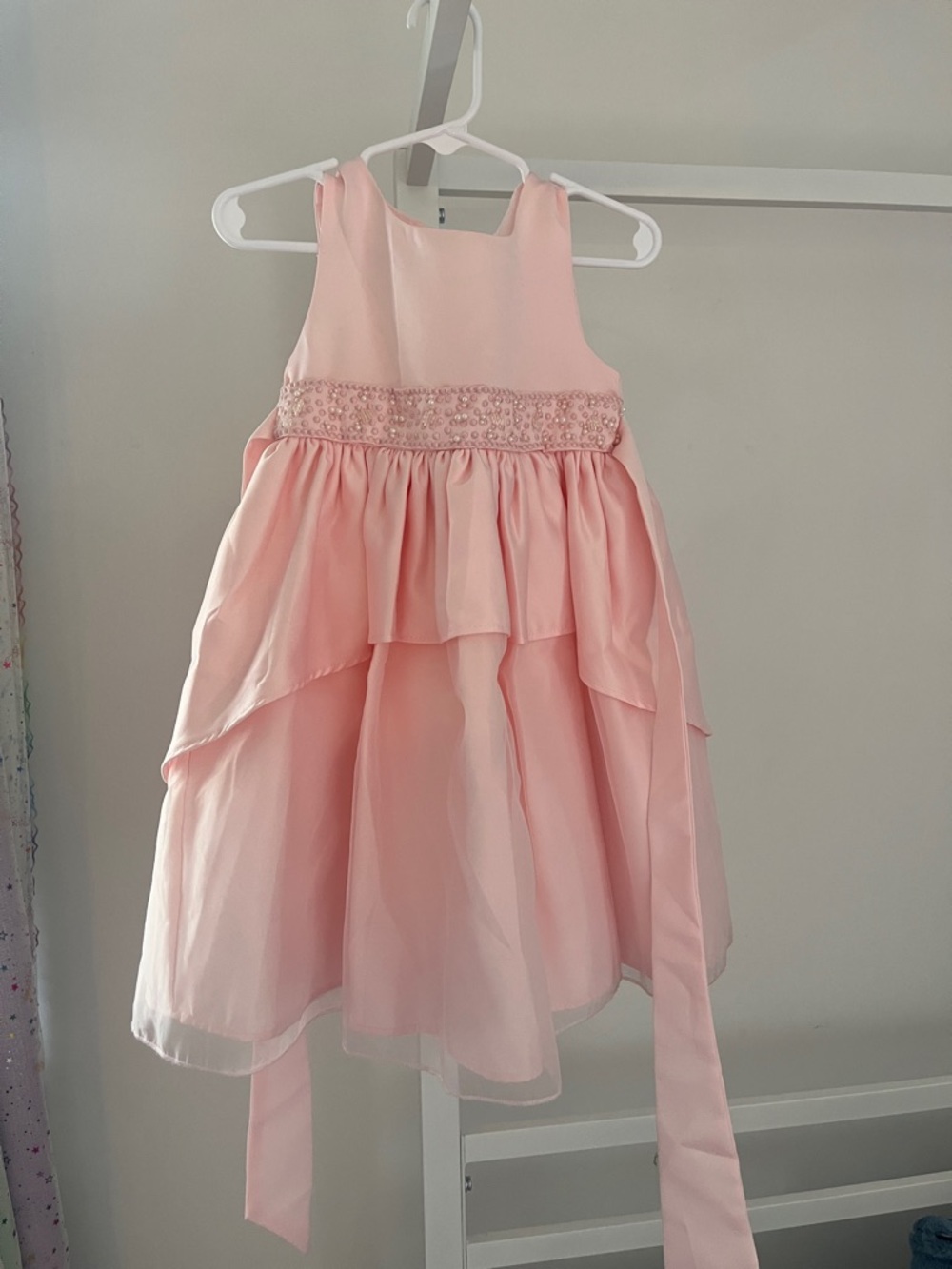 Pink Beaded Waist Formal Dress for Girls